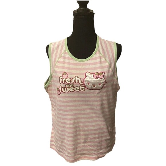 Hello Kitty and Friends Fresh And Sweet Junior Striped Shirt Top Pink XL Top - Picture 1 of 5